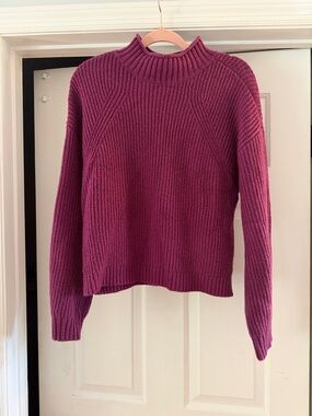 bp Plum Ribbed Mock Neck Sweater